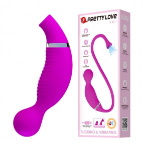 PRETTY LOVE - Female Strong Vibrating Suction Massager (Chargeable - Red Rose)